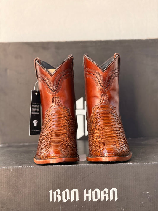 BOTIN CASUAL IH PIEL GENUINA PITHON CANELA