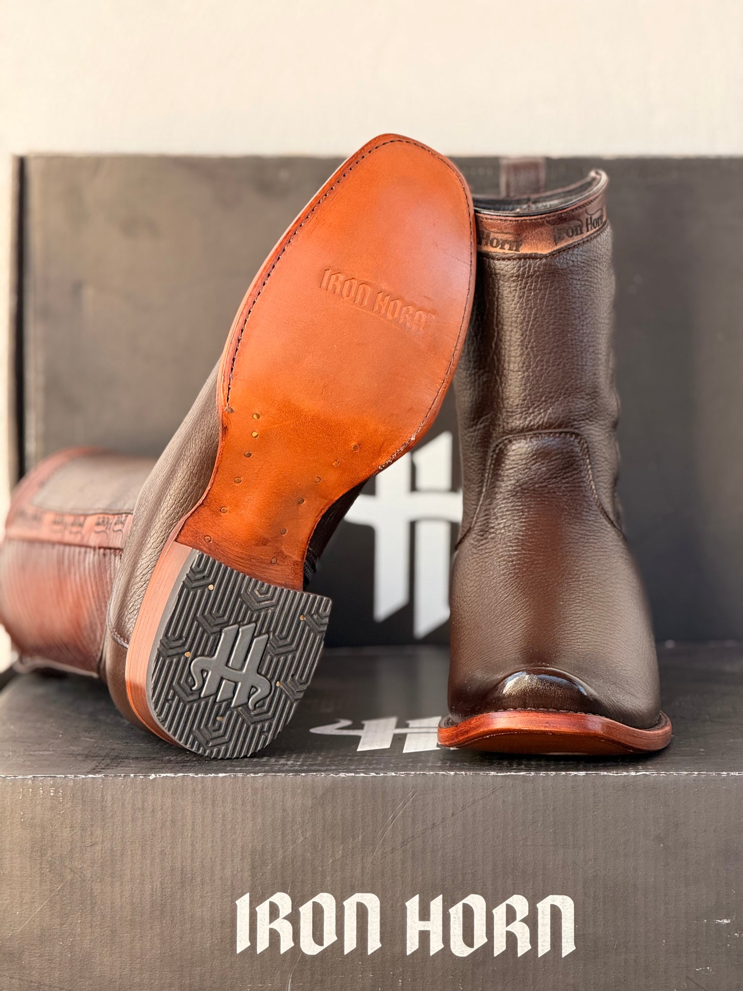 BOTIN CASUAL IH PIEL GENUINA VENADO CAFE