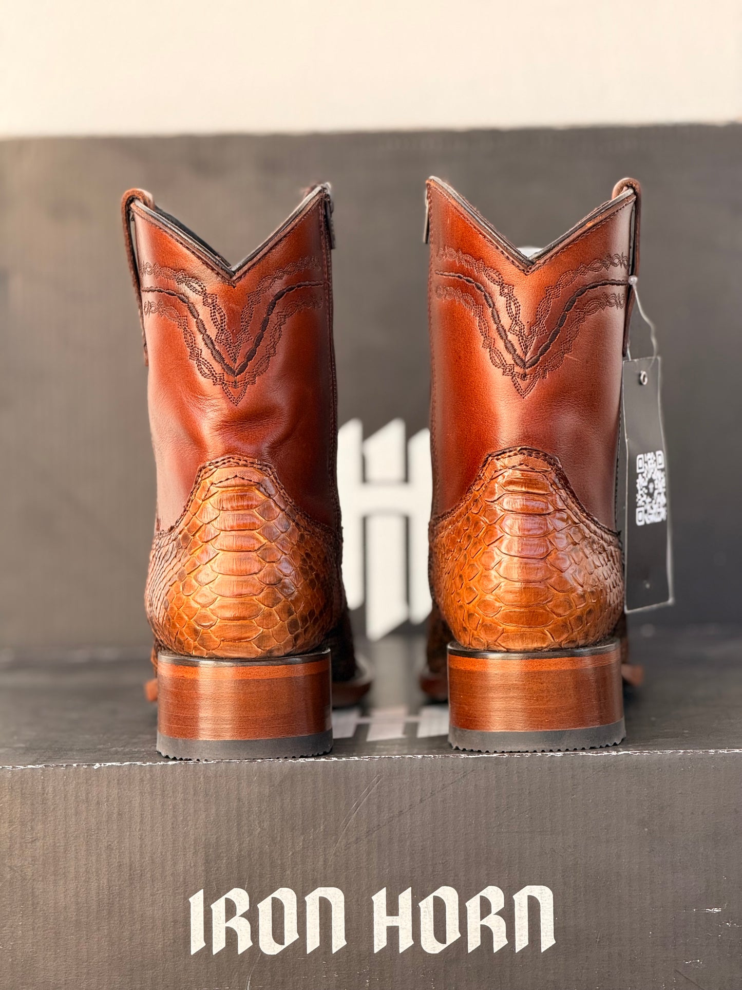 BOTIN CASUAL IH PIEL GENUINA PITHON CANELA